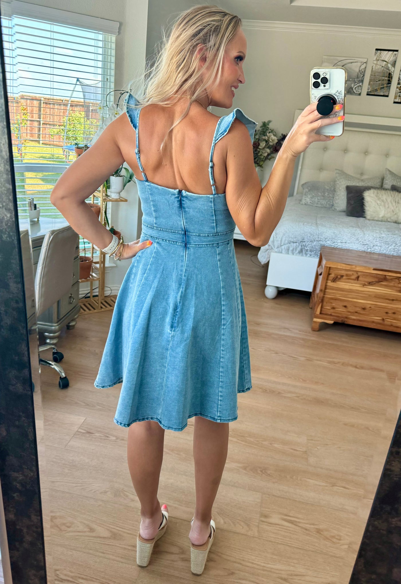 Britney Ruffled Denim Mini Dress
