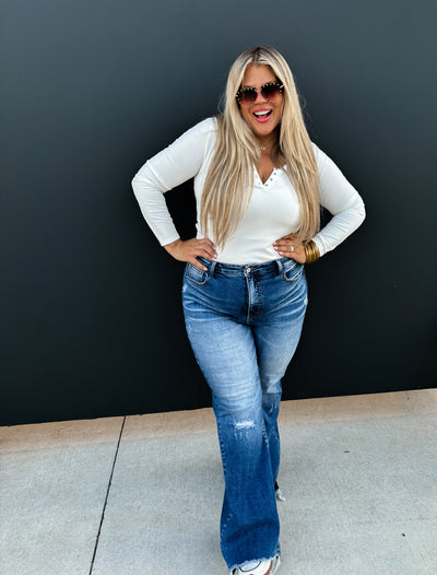 Rebel Tummy Control Raw Hem Bootcut Blakeley Jeans