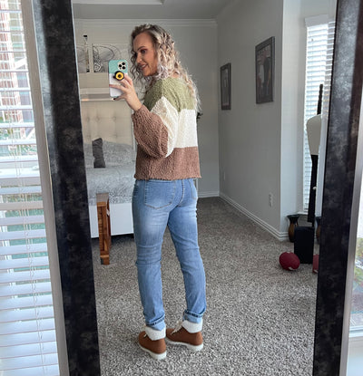 Presley Popcorn Color Block Sweater