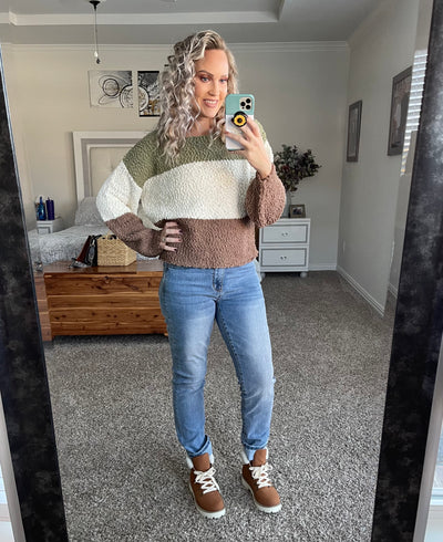 Presley Popcorn Color Block Sweater