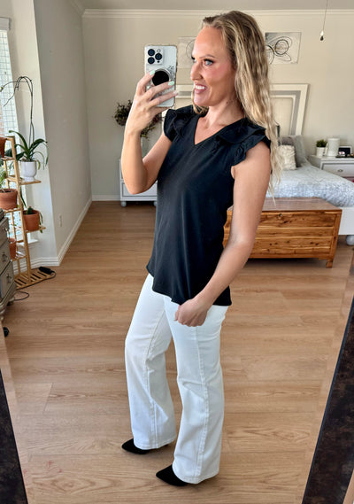 Rachel Ruffle Sleeve V-neck Top