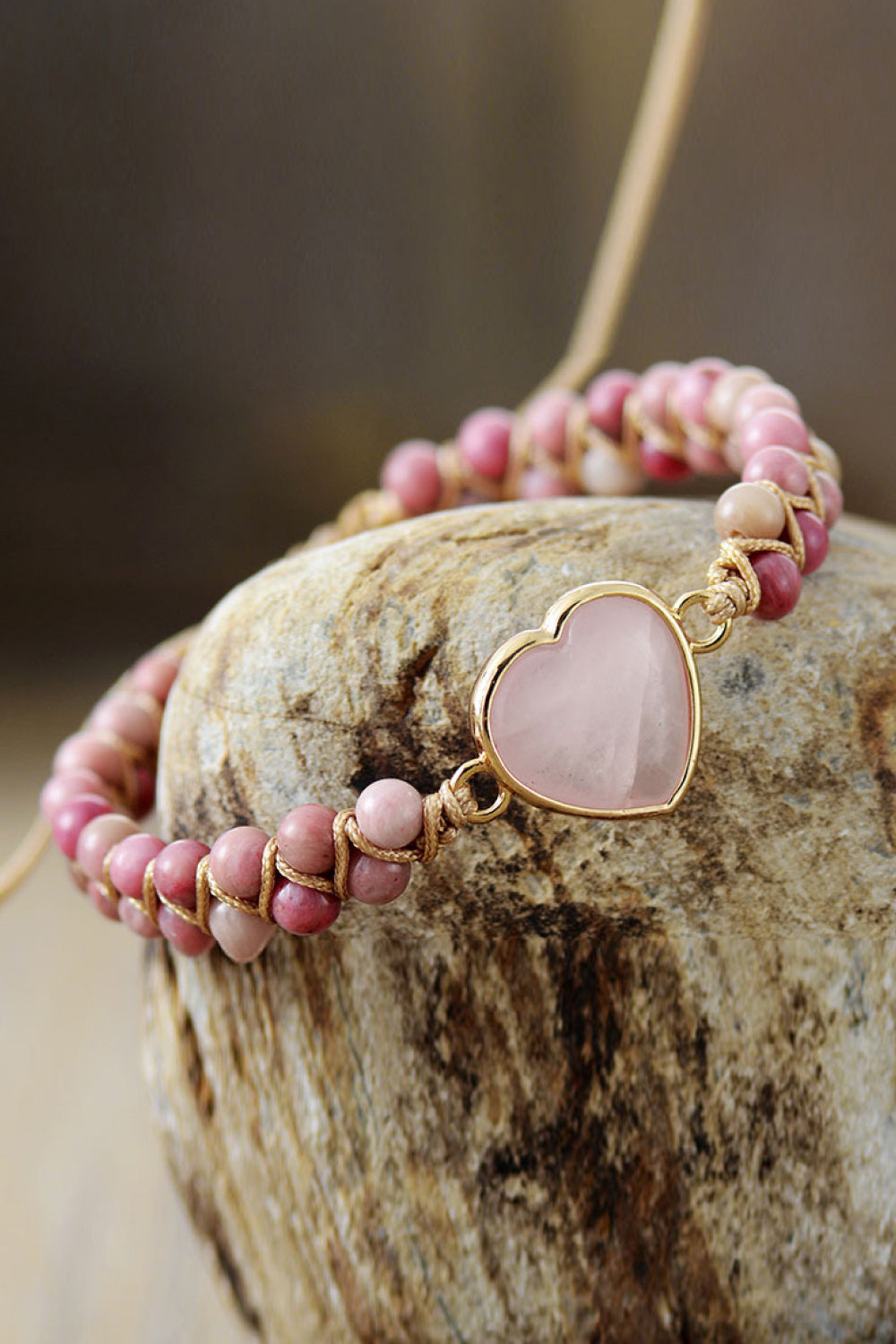 Bling Belles Rose Quartz Heart Beaded Bracelet