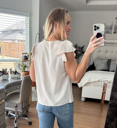 Leah Flutter Sleeved V-neck Blouse