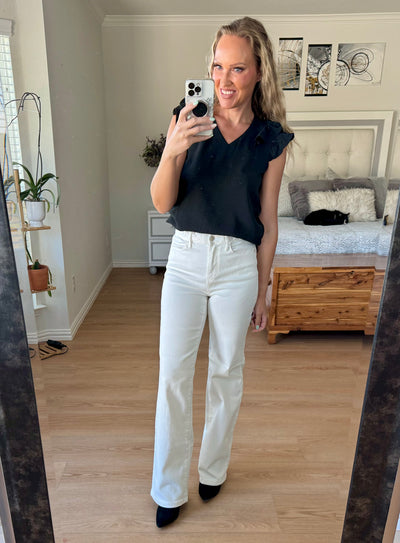 Rachel Ruffle Sleeve V-neck Top