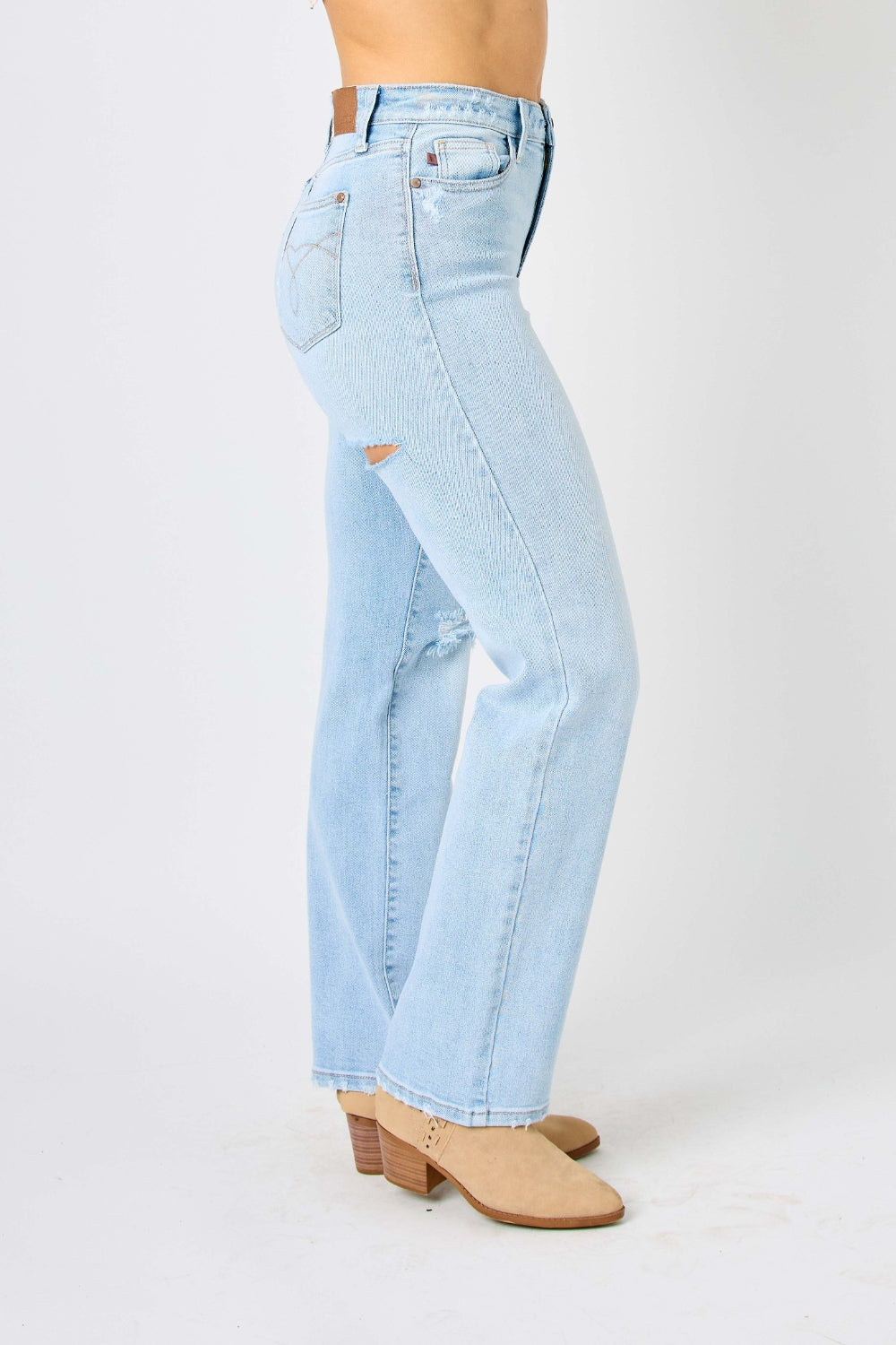 Cheeky Distressed High Waisted Straight Judy Blue Jeans
