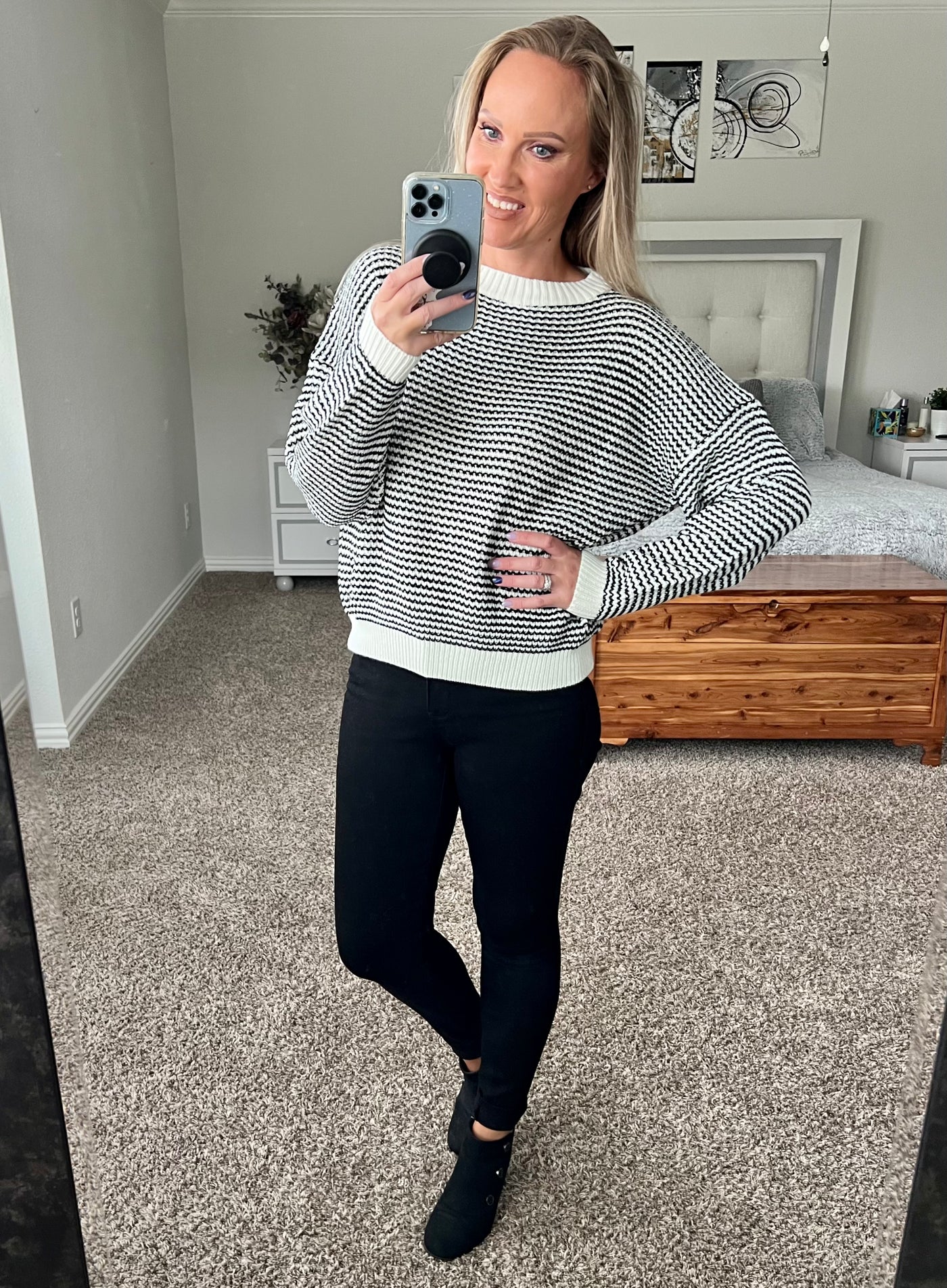 Ellie Striped Dropped Shoulder Sweater