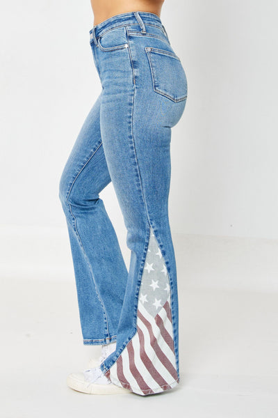 Miss Patriotic US Flag Judy Blue High Rise Denim Flares