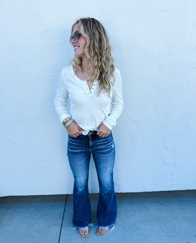 Rebel Tummy Control Raw Hem Bootcut Blakeley Jeans