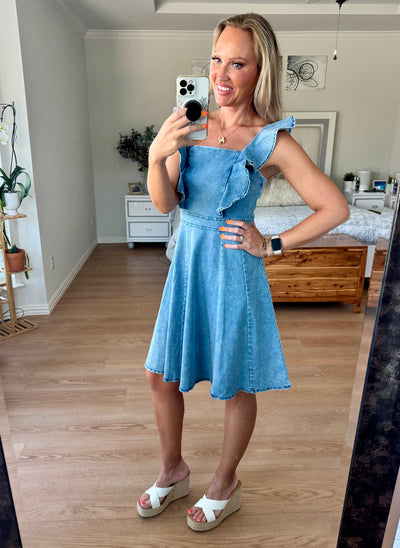 Britney Ruffled Denim Mini Dress