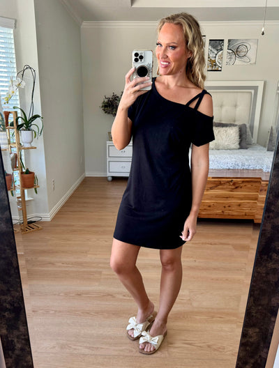Ashley Asymmetrical Neck Short Sleeve Dress