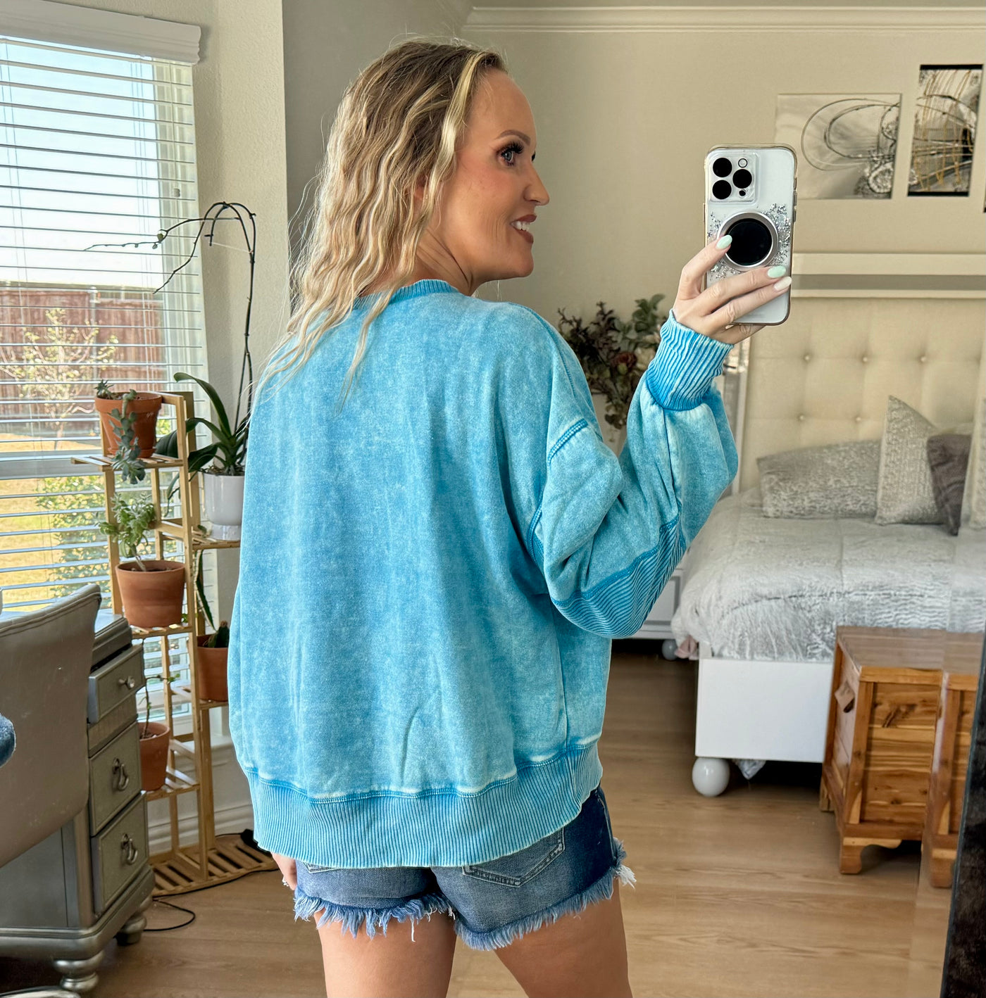 Anastasia Acid Wash Fleece Oversized Pullover Sweatshirt