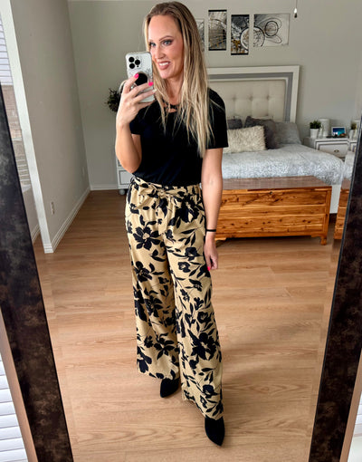 Kimberly Printed Front Tie Wide Leg Pants
