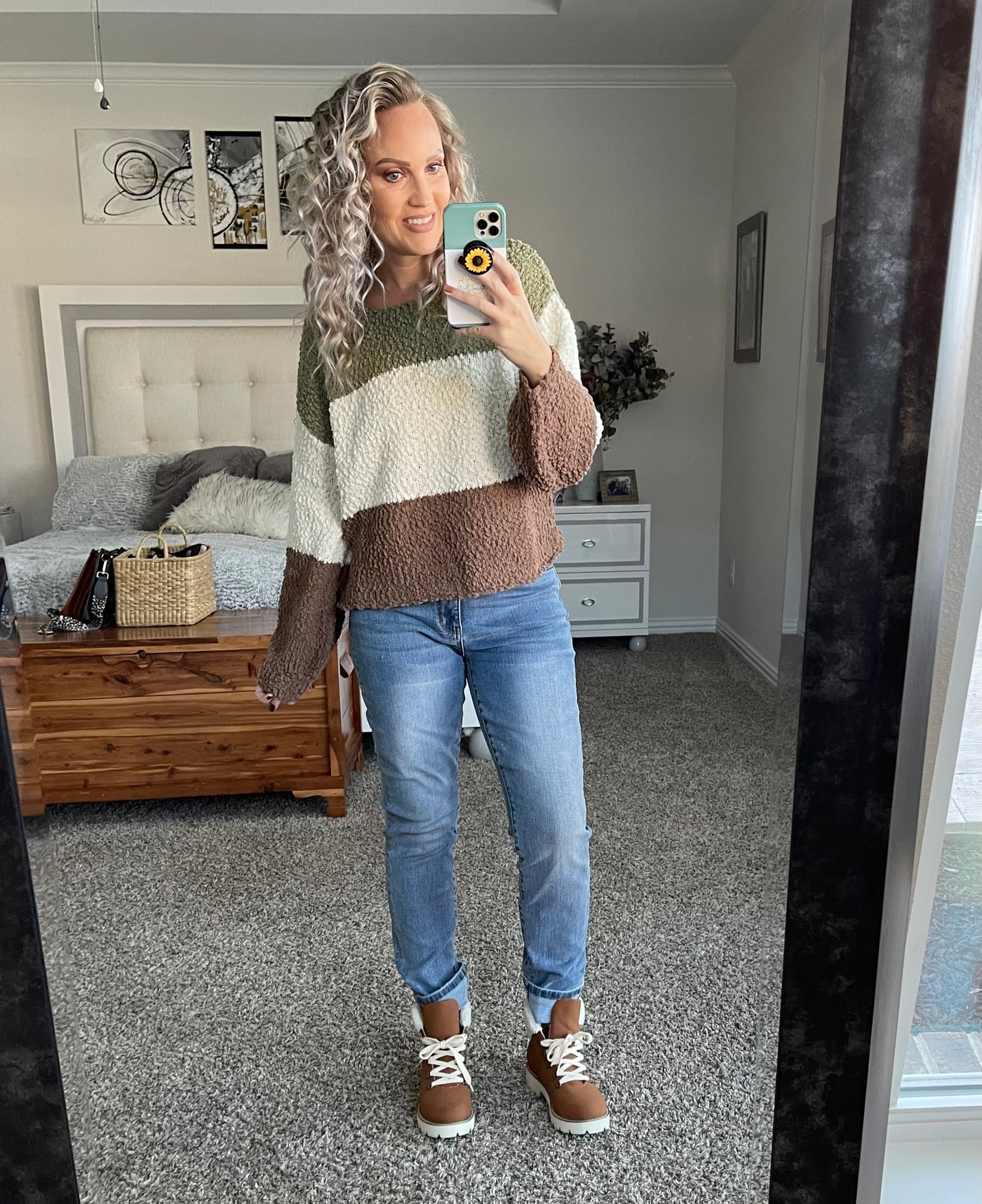 Presley Popcorn Color Block Sweater