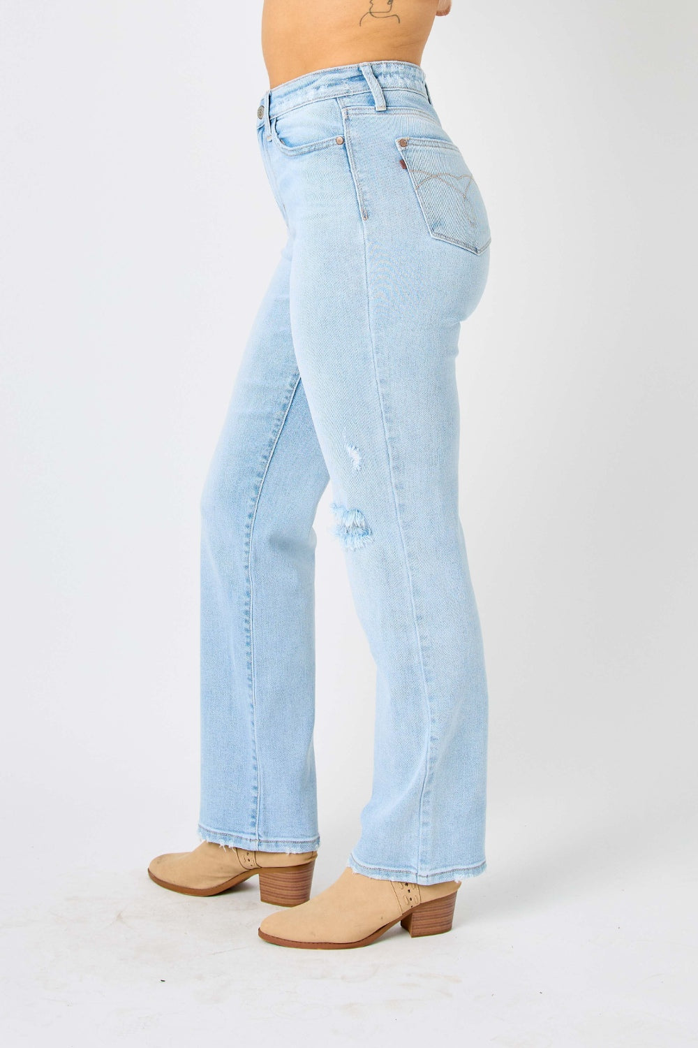 Cheeky Distressed High Waisted Straight Judy Blue Jeans