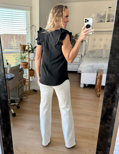 Rachel Ruffle Sleeve V-neck Top