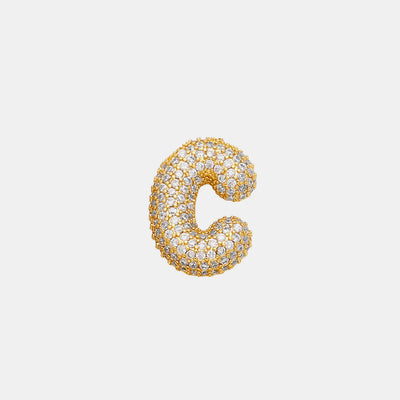 Gold Sparkle Bubble Letter Necklace A-K