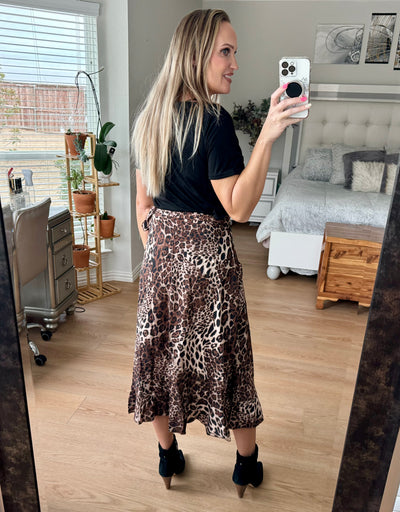 Wynn Ruffled Leopard Midi Wrap Skirt