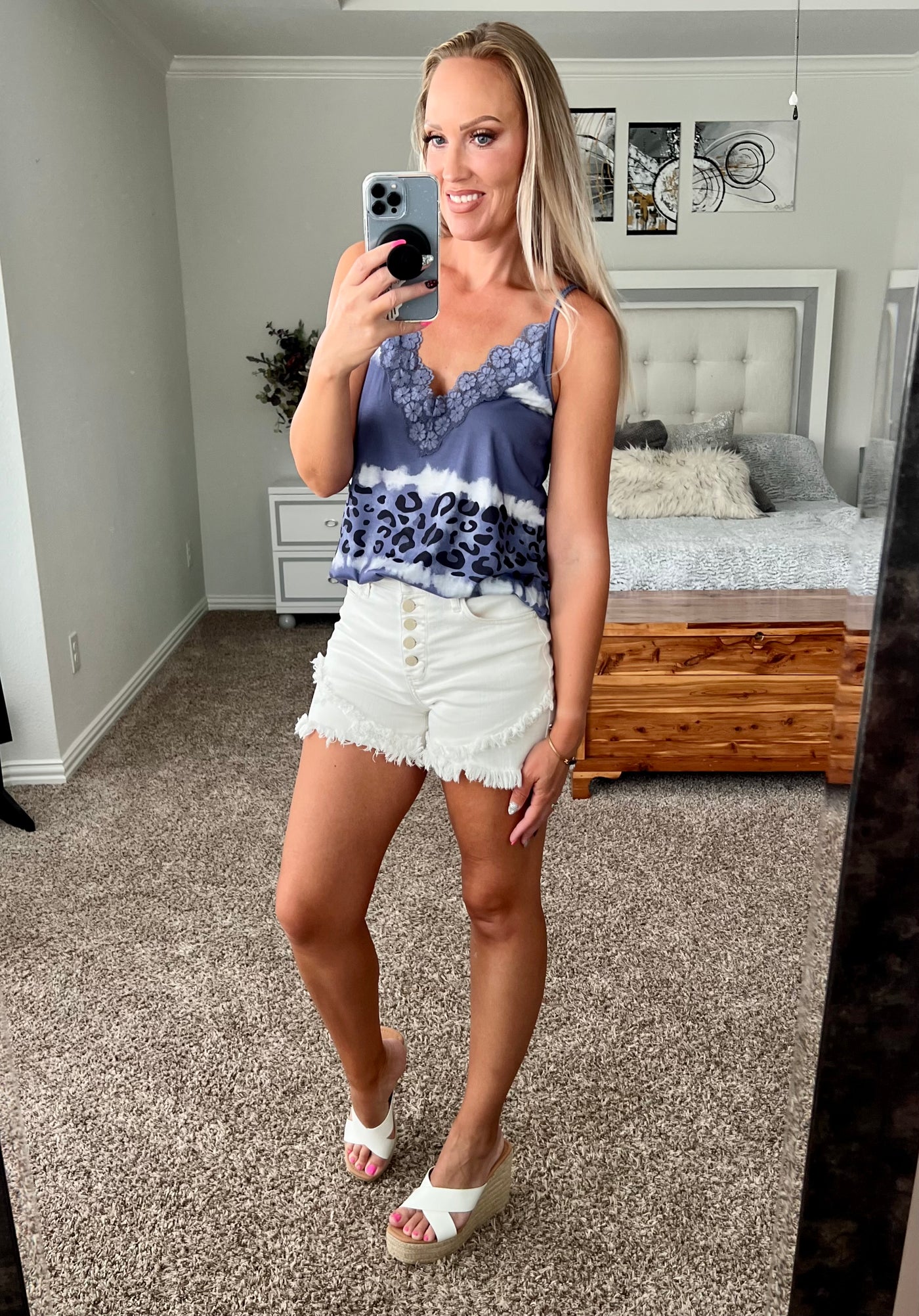 Ariana Leopard Print Lace Trim Cami