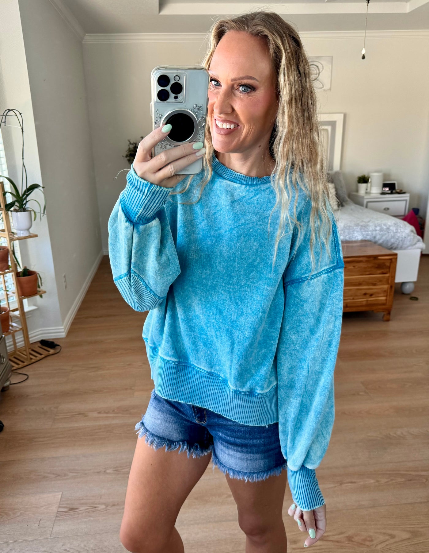 Anastasia Acid Wash Fleece Oversized Pullover Sweatshirt