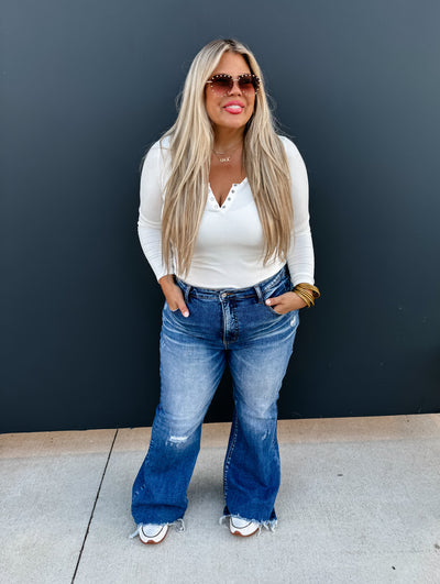 Rebel Tummy Control Raw Hem Bootcut Blakeley Jeans
