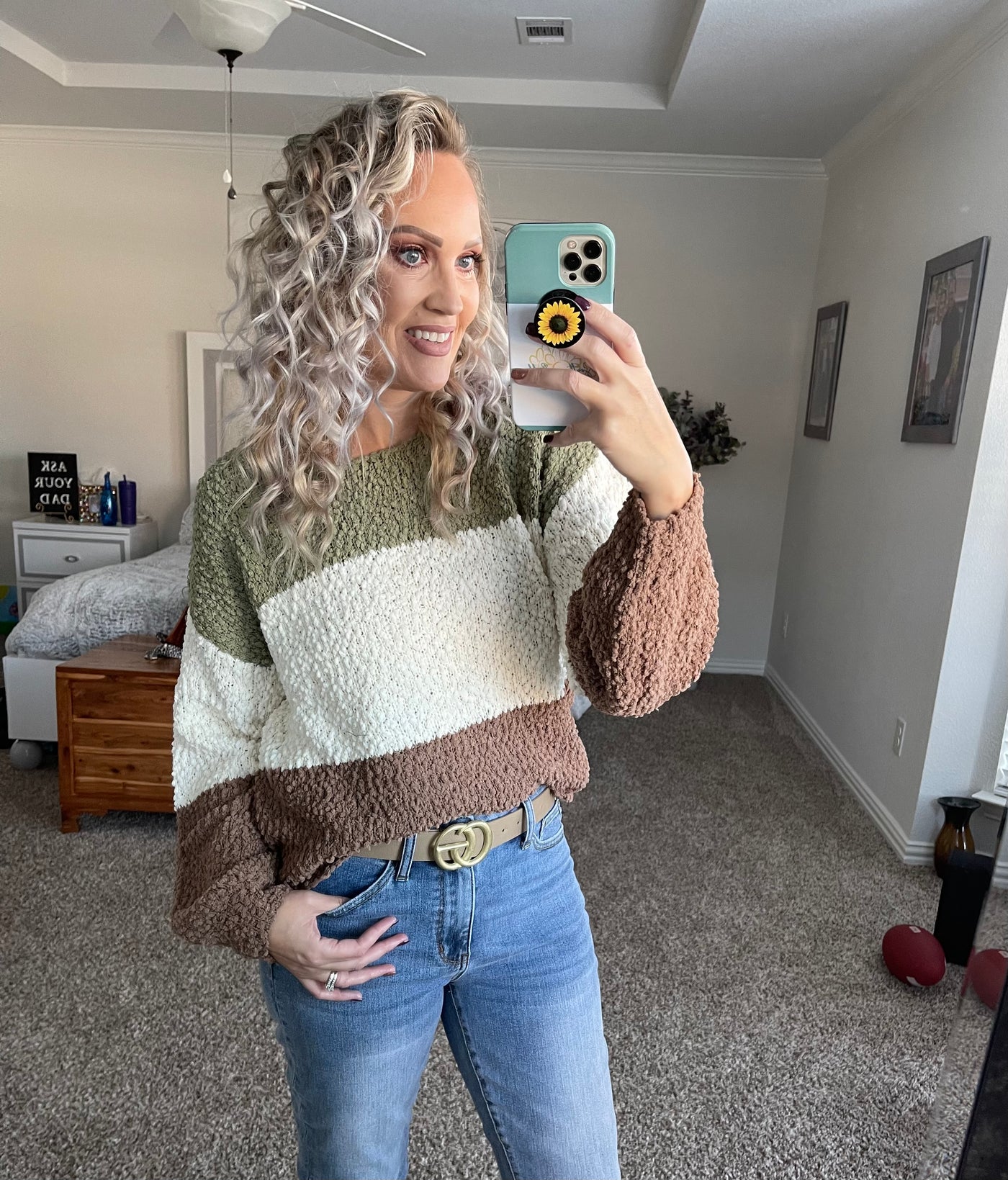 Presley Popcorn Color Block Sweater