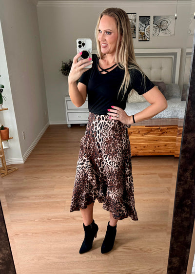 Wynn Ruffled Leopard Midi Wrap Skirt