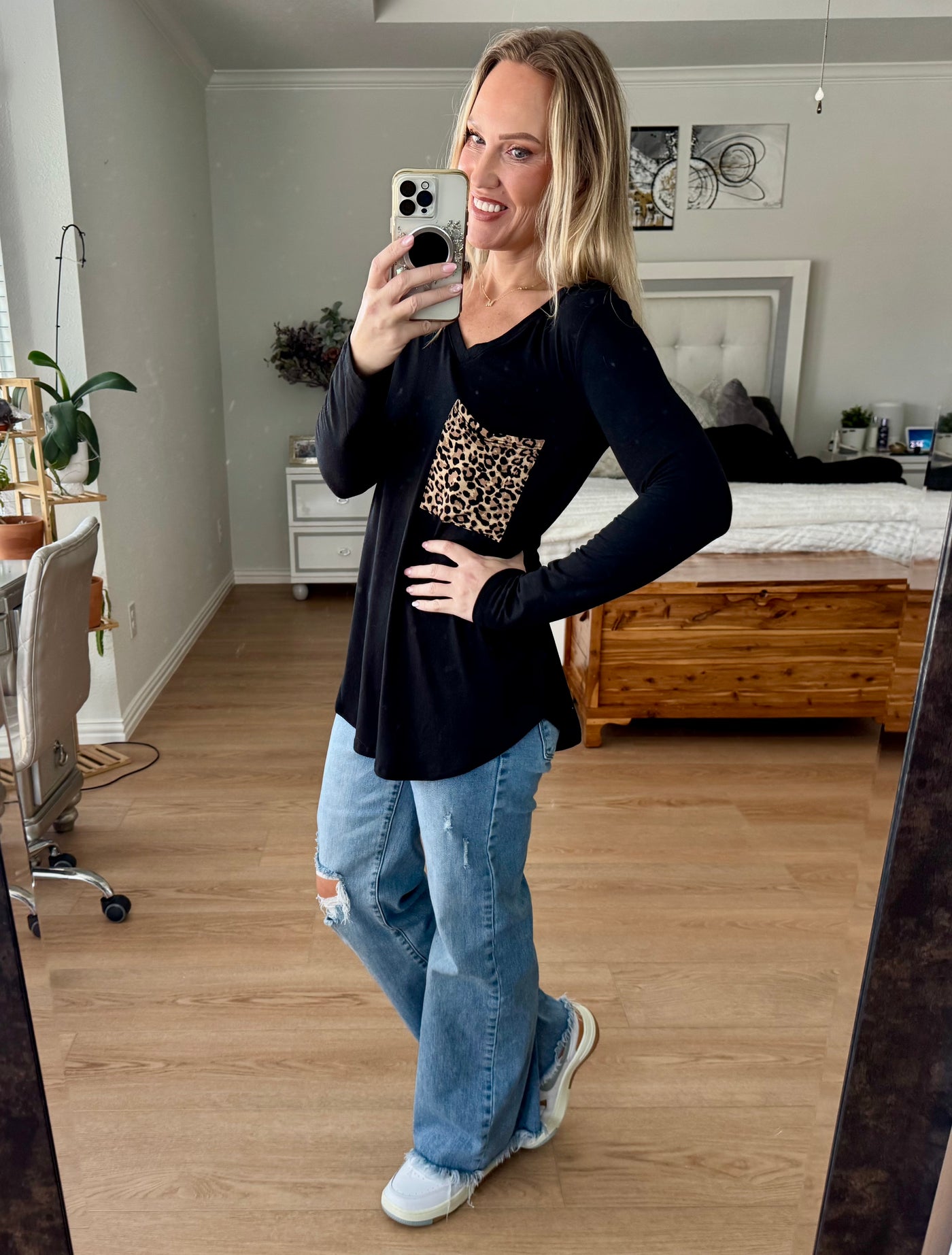 Zayla Leopard Pocket Tunic Top