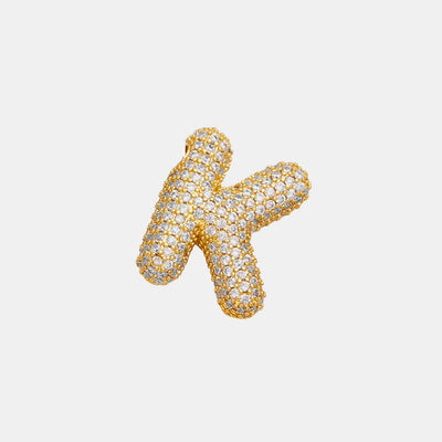 Gold Sparkle Bubble Letter Necklace A-K