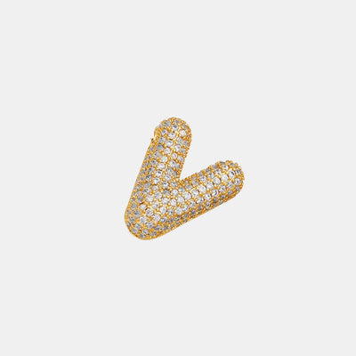 Gold Sparkle Bubble Letter Necklace V-Z