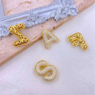 Gold Sparkle Bubble Letter Necklace V-Z