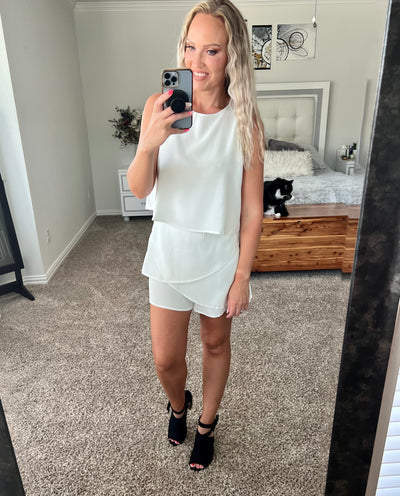 Lucia Layered Sleeveless Round Neck Romper