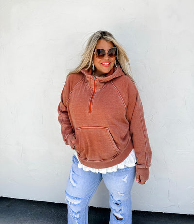 Easy Does It Acid Washed Semi-cropped Pullover