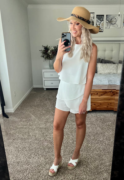 Lucia Layered Sleeveless Round Neck Romper