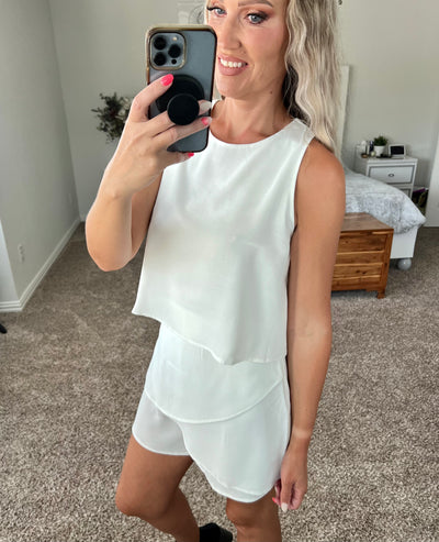 Lucia Layered Sleeveless Round Neck Romper