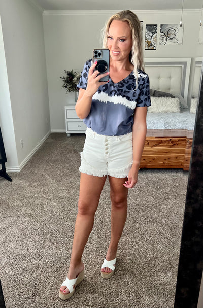 Tyra Leopard Color Block Tie Dyed Tee