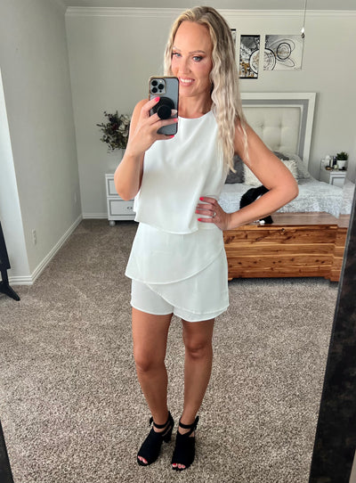 Lucia Layered Sleeveless Round Neck Romper