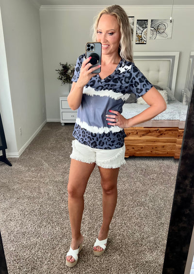 Tyra Leopard Color Block Tie Dyed Tee