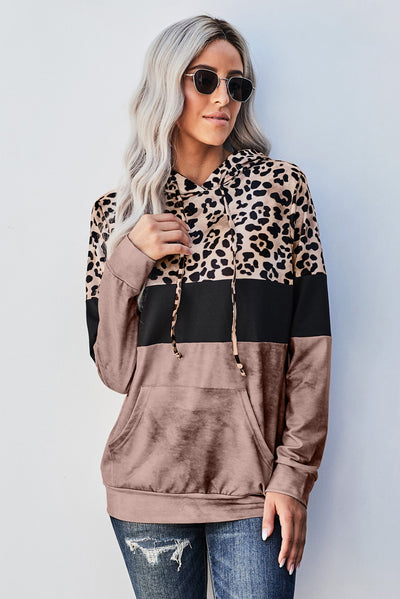 Alana Leopard Color Block Hoodie