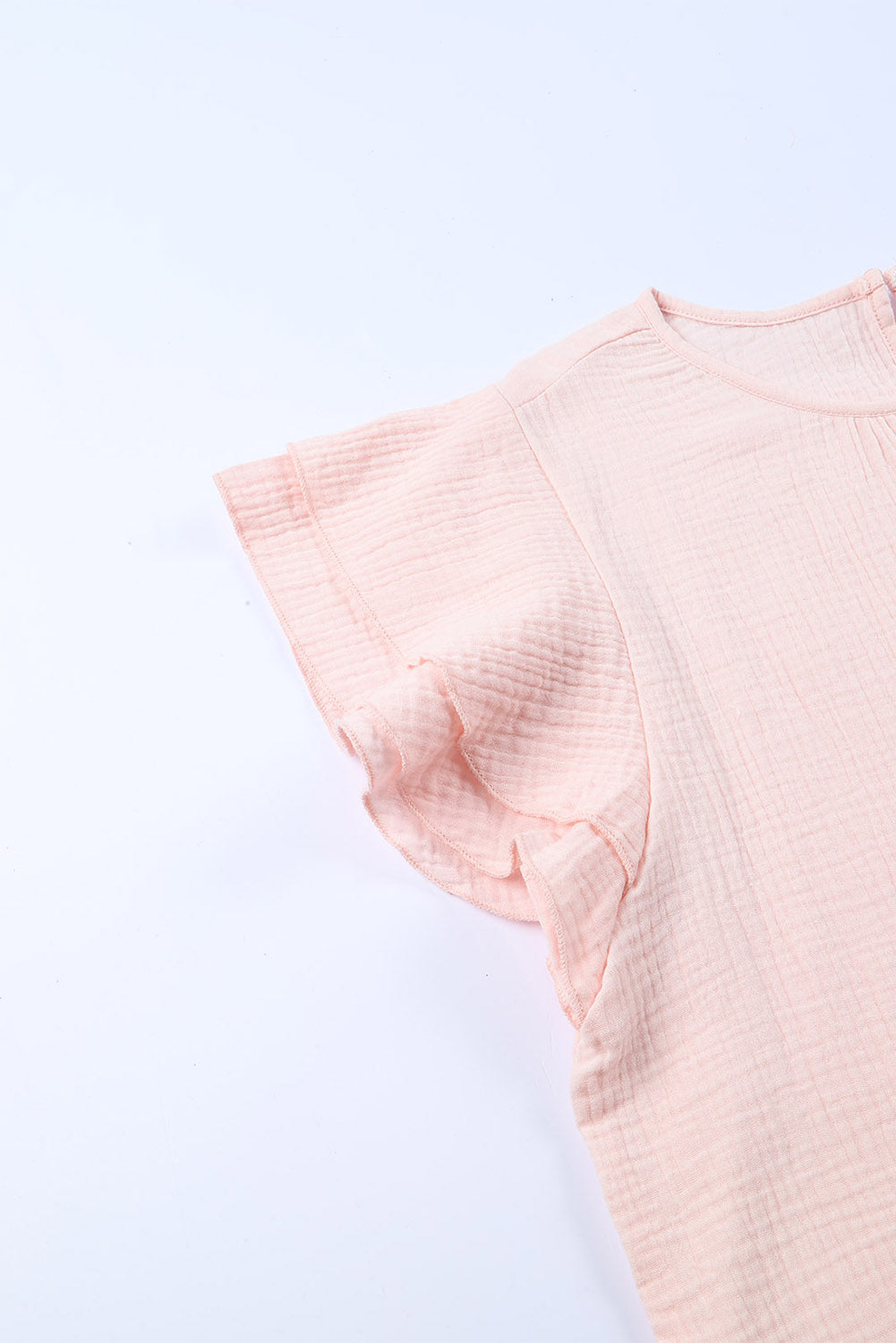 Taryn Textured Flutter Sleeve Keyhole Blouse