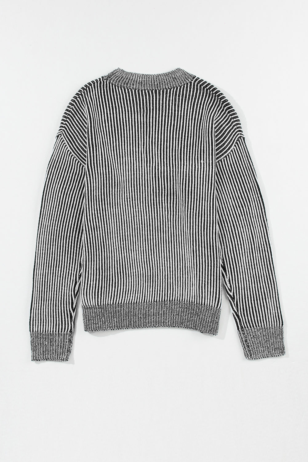 Savannah Ribbed Striped Mock Neck Dropped Shoulder Sweater