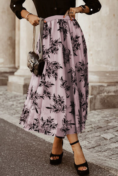 Elena Embroidered Floral Chiffon Maxi Skirt