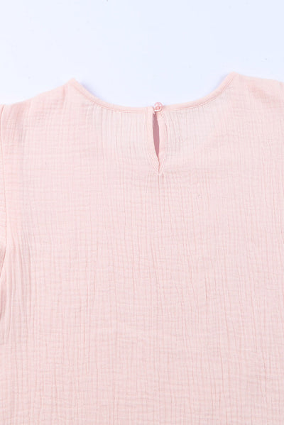 Taryn Textured Flutter Sleeve Keyhole Blouse
