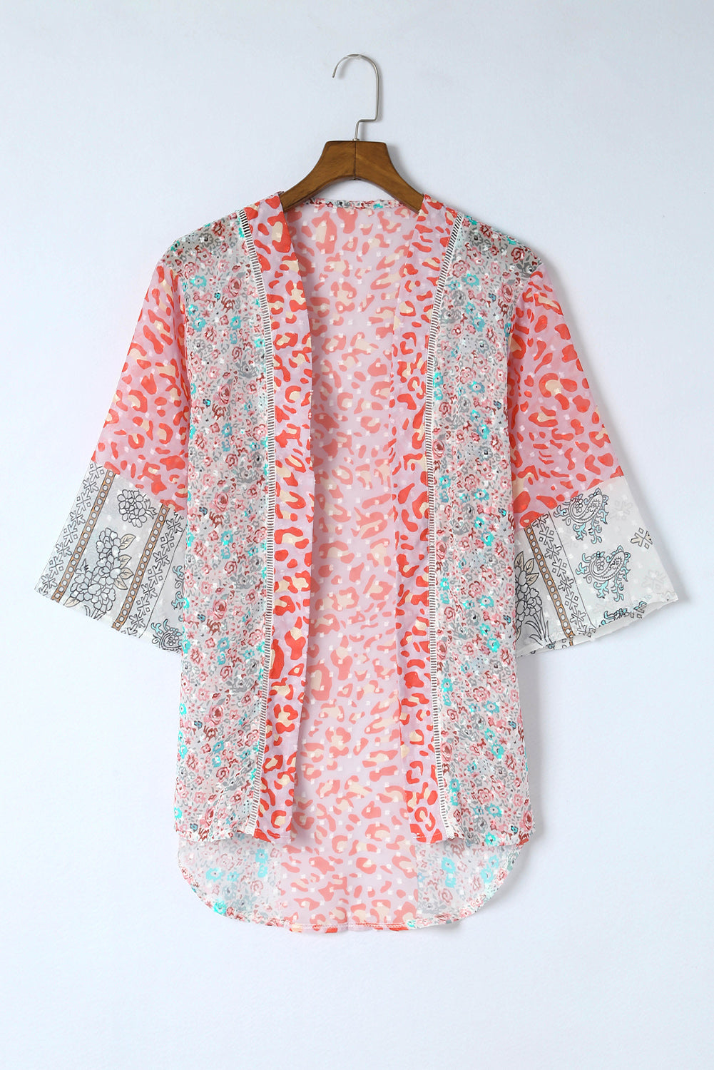Emily Patchwork Printed Open Front Sheer Cardigan