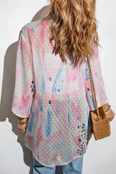 Emily Patchwork Printed Open Front Sheer Cardigan