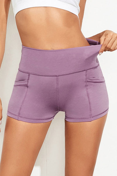Active Belles Athletic Feel Side Pocketed High Waist Yoga Shorts