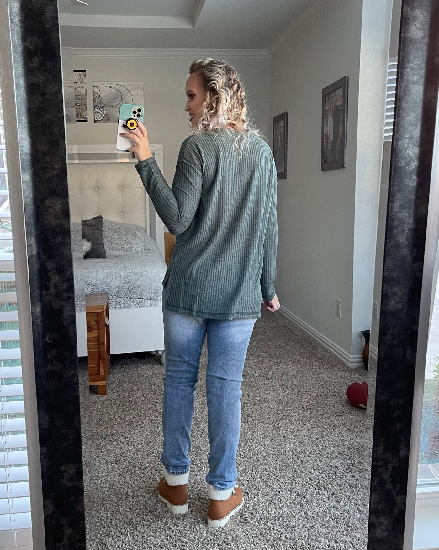 Waffle Knit V-neck Top
