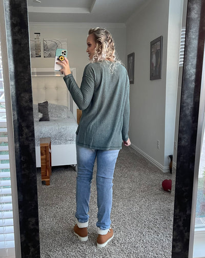 Waffle Knit V-neck Top