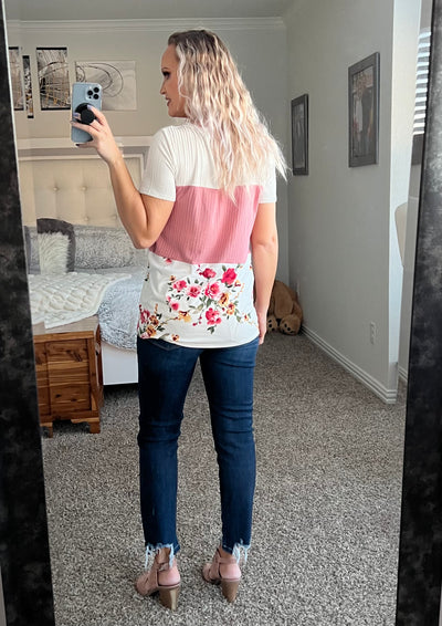 Gabriella Floral Color Block Tee