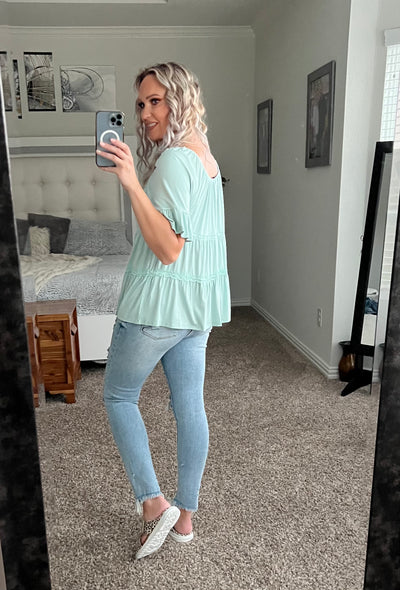 Kadence Babydoll Mint Tiered Top