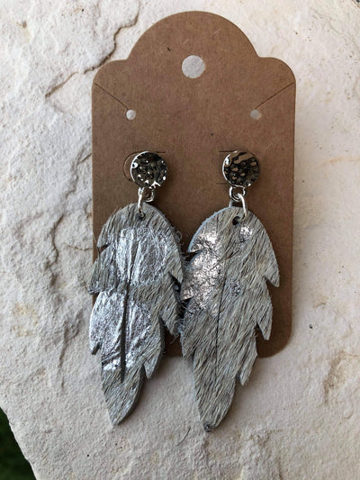 Leather leaf earrings